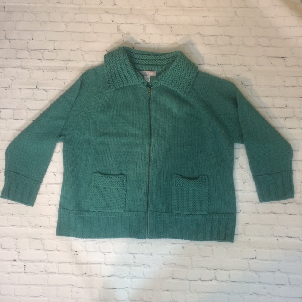 🎄SALE 🎄Teal green zipper cardigan size 3x